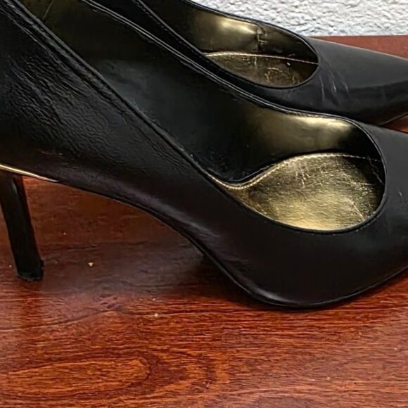 Ralph Lauren Sarina Pump Black Leather Pointed Toe High Heels Size 8B Shoes - Picture 3 of 6